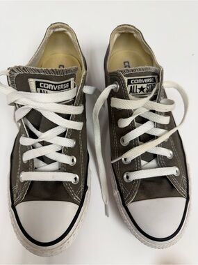 Converse Olive Green Low Top Canvas Sneakers with White Laces